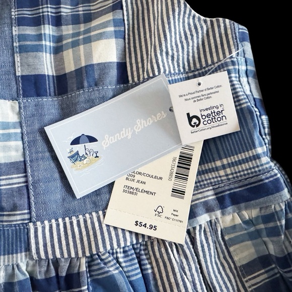 Gymboree NWT Blue Plaid Dress and Beach tank Top bundle girls size 6 summer #704 - Picture 2 of 8
